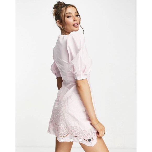 Bardot Embroidered Doily Dress In Blush Women’s 4 Read $208 - Picture 13 of 14